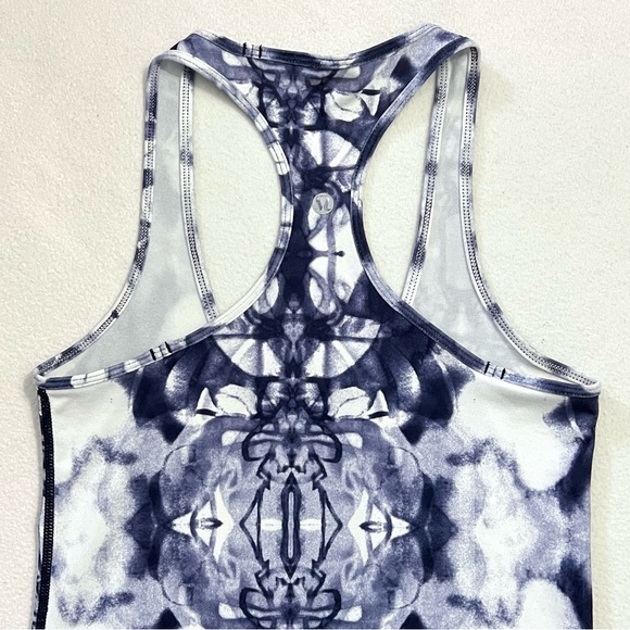 Lululemon Women Cool Racerback CRB Ink Blot White Deep Indigo Navy Tank Top 4/6 - Picture 7 of 8